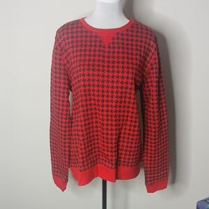 Kim Rogers Red And Black Houndstooth Sweater Size Large